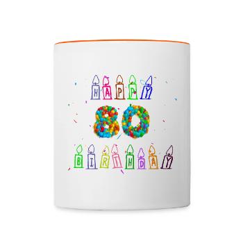 Idée cadeau 80e anniversaire, cadeau d'anniversaire - Mug contrasté - blanc/orange - Devant