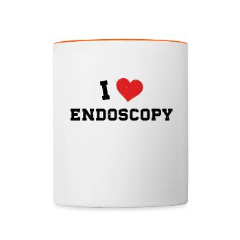 Arzt Krankenschwester Sprüche Endoskopie Geschenk - Tasse zweifarbig - Weiß/Orange - Vorne