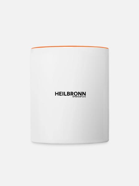 Heilbronn Koordinaten - Tasse zweifarbig - Weiß/Orange