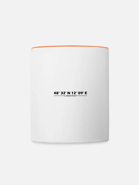 Landshut Koordinaten - Tasse zweifarbig - Weiß/Orange