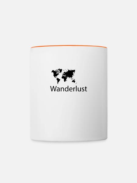 Wanderlust - Tasse zweifarbig - Weiß/Orange