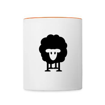 dickes Schaf schwarzes Schaf Herde Schäfer knuffig - Tasse zweifarbig - Weiß/Orange - Vorne