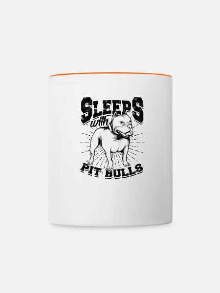 Schlaft mit Pitbulls - Pitbull Terrier - Tasse zweifarbig - Weiß/Orange