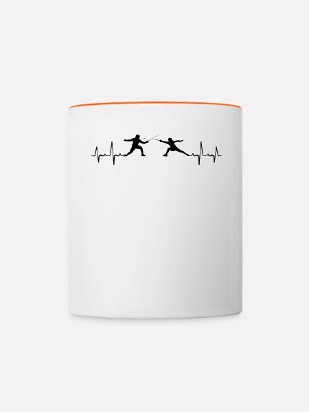 Fechten - Tasse zweifarbig - Weiß/Orange
