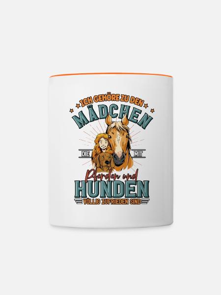 Pferde Hunde - Tasse zweifarbig - Weiß/Orange