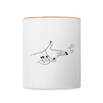Hände Geste Pistole - Contrasting Mug - white/orange - Front