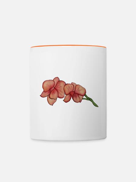 Rosa Orchidee - Tasse zweifarbig - Weiß/Orange