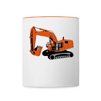 Bagger | Excavator - Tasse zweifarbig - Weiß/Orange - Vorne