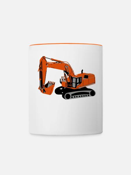 Bagger | Excavator - Tasse zweifarbig - Weiß/Orange
