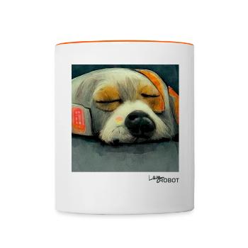 Robot chien paresseux endormi - Mug contrasté - blanc/orange - Devant