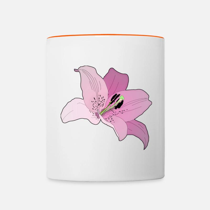 Pink orchid - Contrasting Mug - white/orange