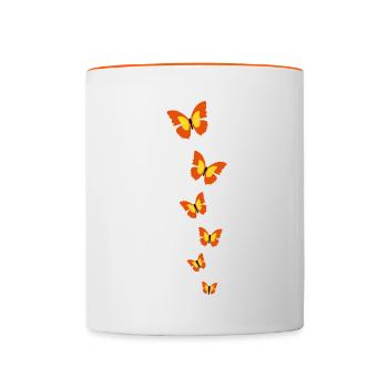 schmetterlinge - Tasse zweifarbig - Weiß/Orange - Vorne