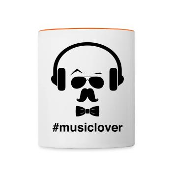 mélomane Rétro mélomane DJ raccroche amour - Mug contrasté - blanc/orange - Devant