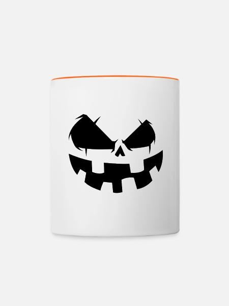 Kürbisgesicht - Tasse zweifarbig - Weiß/Orange