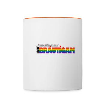 TEAM:BRÄUTIGAM (Pride-Version) - Tasse zweifarbig - Weiß/Orange - Vorne