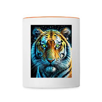 tigre 1 - Mug contrasté - blanc/orange - Devant