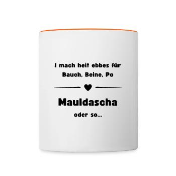 Maultschen Schwaben Schwäbisch Spezialität - Tasse zweifarbig - Weiß/Orange - Vorne
