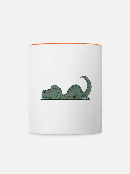 Müder Dinosaurier - Tasse zweifarbig - Weiß/Orange