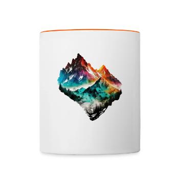 Bunte Berge Grafik - Tasse zweifarbig - Weiß/Orange - Vorne