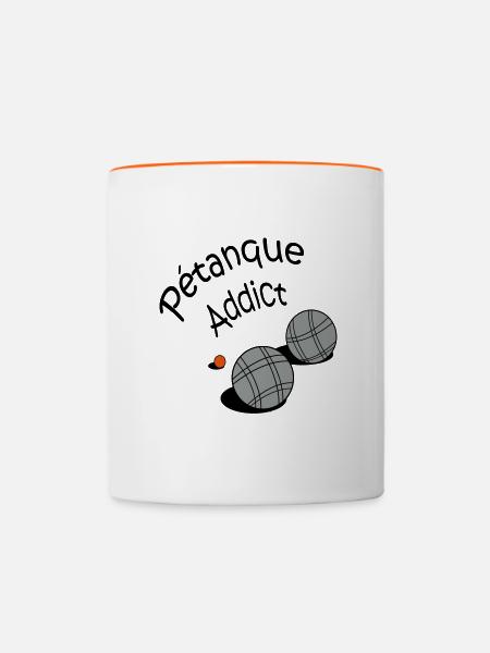 Petanque addict vecto - Contrasting Mug - white/orange