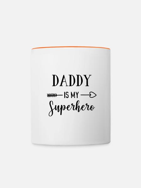 Daddy Is My Superhero - Tasse zweifarbig - Weiß/Orange
