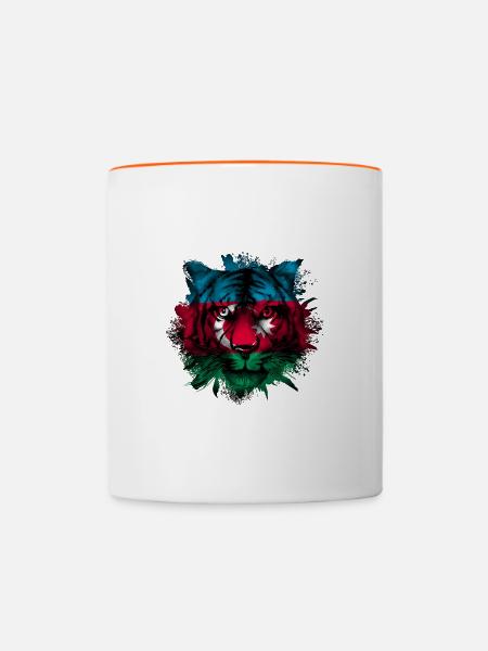Aserbaidschan - Tasse zweifarbig - Weiß/Orange