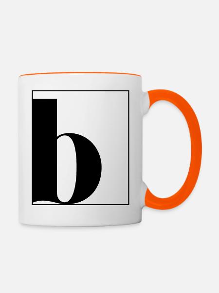 Buchstaben-Alphabet b - Tasse zweifarbig - Weiß/Orange
