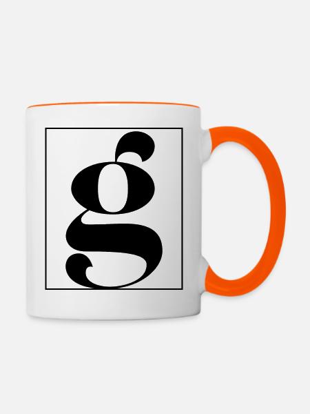 Buchstaben-Alphabet g - Tasse zweifarbig - Weiß/Orange