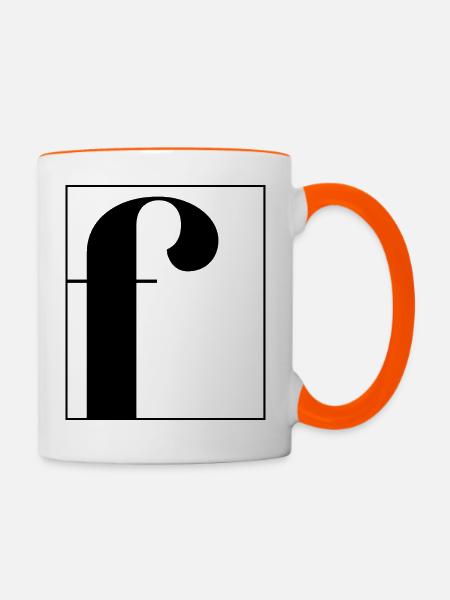 Buchstaben-Alphabet f - Tasse zweifarbig - Weiß/Orange