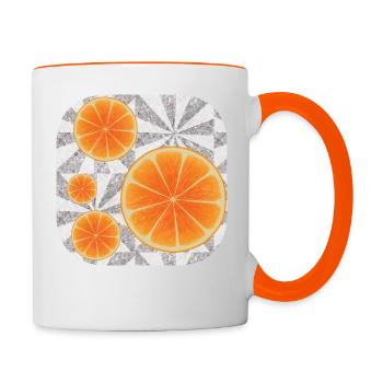 Orangen-Kunst - Tasse zweifarbig - Weiß/Orange - Rechts