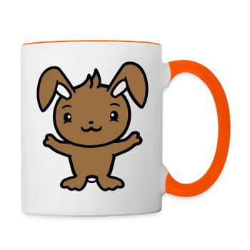 Hase Kaninchen Häschen Nagetier Kleintier niedlich - Tasse zweifarbig - Weiß/Orange - Rechts