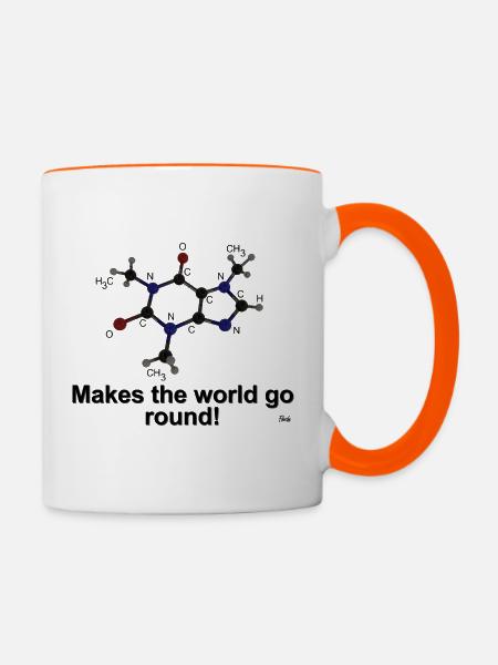 Coffein - Tasse zweifarbig - Weiß/Orange