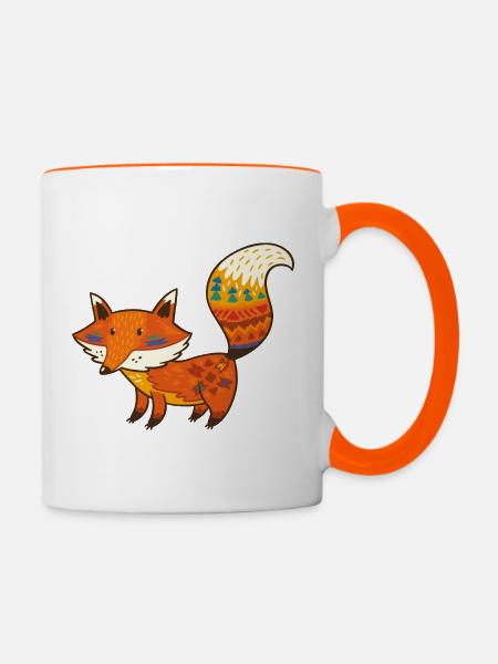 Wildtiere - Tasse zweifarbig - Weiß/Orange