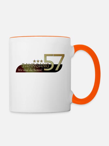 Jahrgang 1957, wir sind die Besten! - Tasse zweifarbig - Weiß/Orange