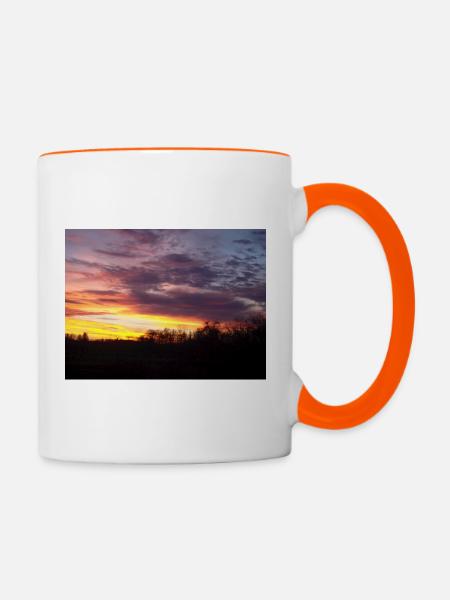 Abendrot im Winter - Tasse zweifarbig - Weiß/Orange