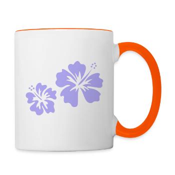 Hibiscus mauve - Mug contrasté - blanc/orange - Droite