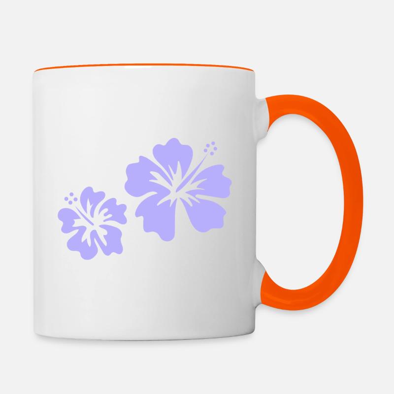 Hibiscus mauve - Mug contrasté - blanc/orange