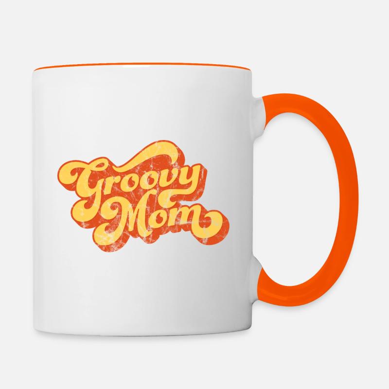 Groovy Mom - Style Vintage Design - Mug contrasté - blanc/orange
