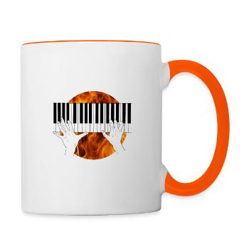 Piano Hands Fire and Flame - Contrasting Mug - white/orange - Right