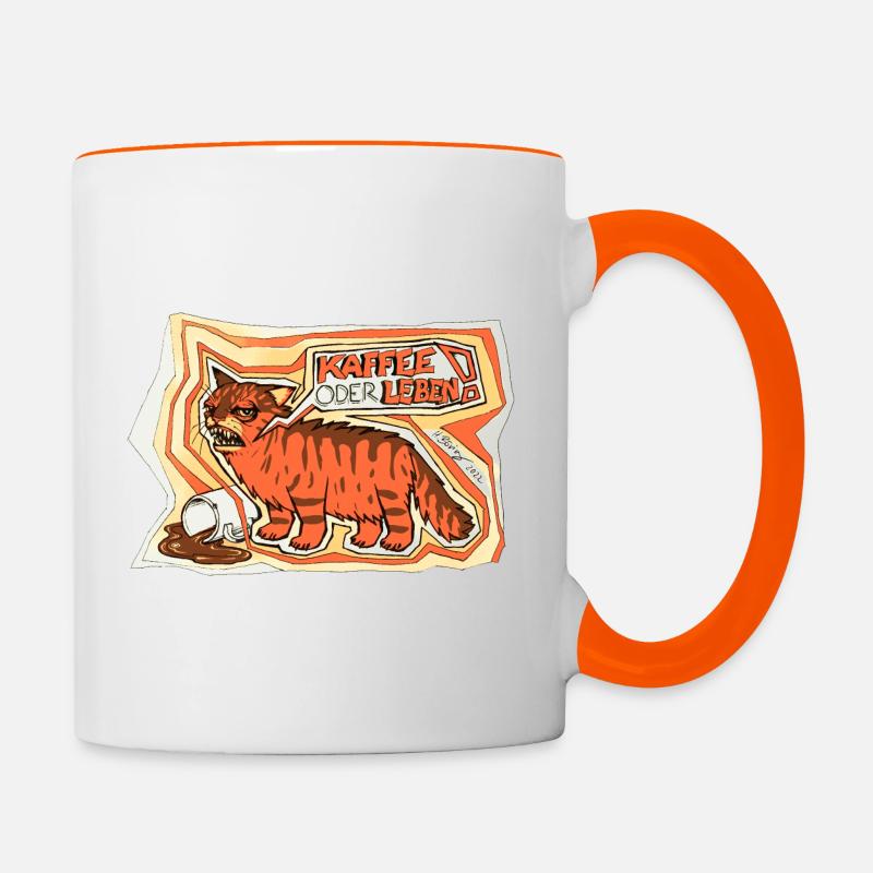 Kaffee oder Leben - Tasse zweifarbig - Weiß/Orange