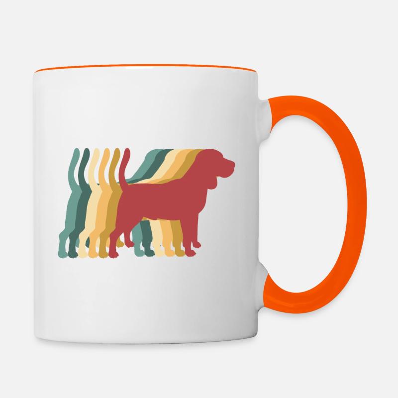 Beagle Dog Retro Vintage - Contrasting Mug - white/orange