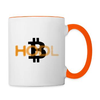 Dezenter Bitcoin Hodler in schwarz/orange - Tasse zweifarbig - Weiß/Orange - Rechts