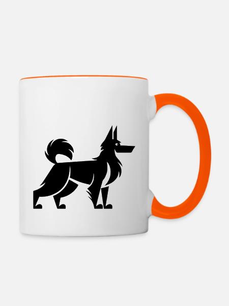 Belgischer Malinois-Schäferhund - Tasse zweifarbig - Weiß/Orange