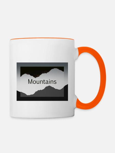 Bergsilhouetten im Kontrast - Tasse zweifarbig - Weiß/Orange