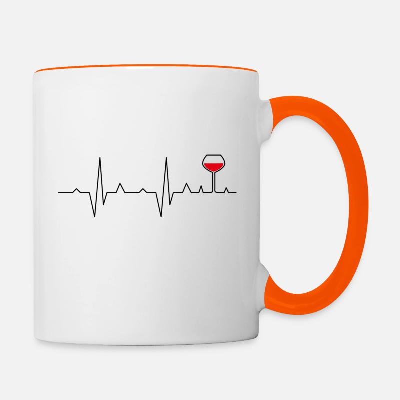 wine glass pulse - Contrasting Mug - white/orange
