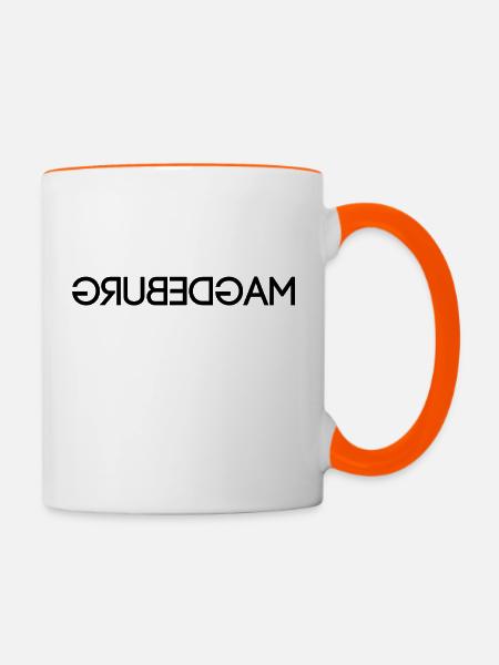 Magdeburg - seitenverkehrt - Tasse zweifarbig - Weiß/Orange