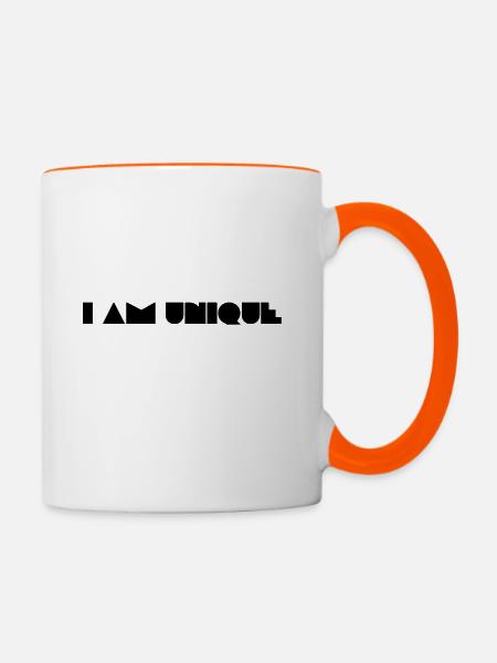 I AM UNIQUE black full - Tasse zweifarbig - Weiß/Orange