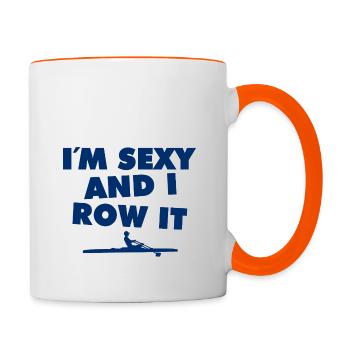 Je suis sexy et je rame - Aviron - Rudern - Ruderer - Mug contrasté - blanc/orange - Droite