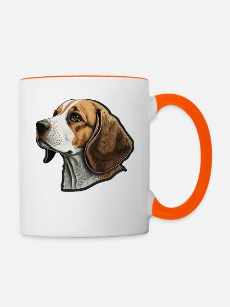 Beagle - Tasse zweifarbig - Weiß/Orange