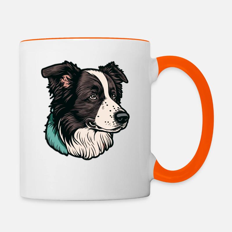 Border Collie - Tasse zweifarbig - Weiß/Orange